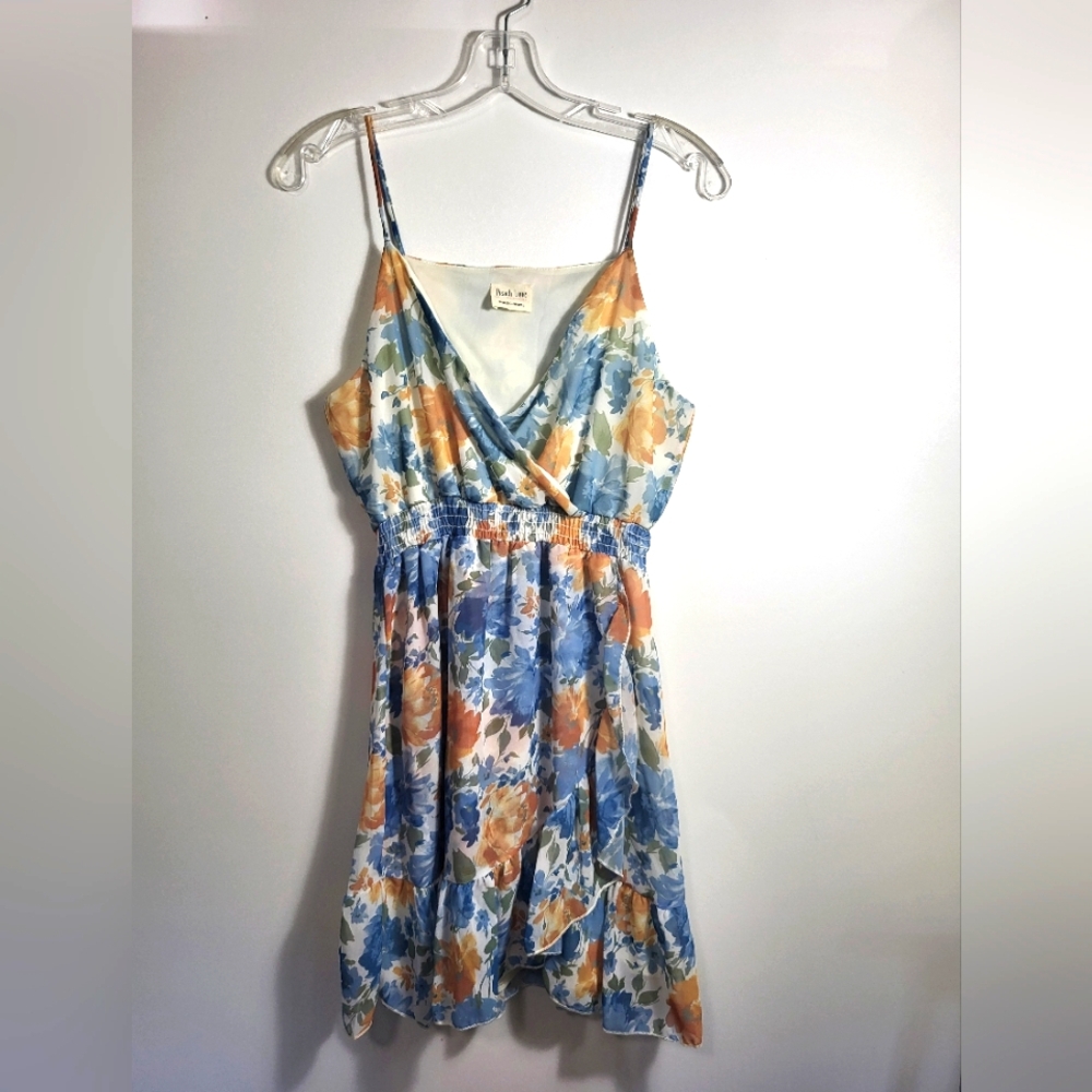Peach Love California floral spaghetti strap mini dress  women's S  #2661